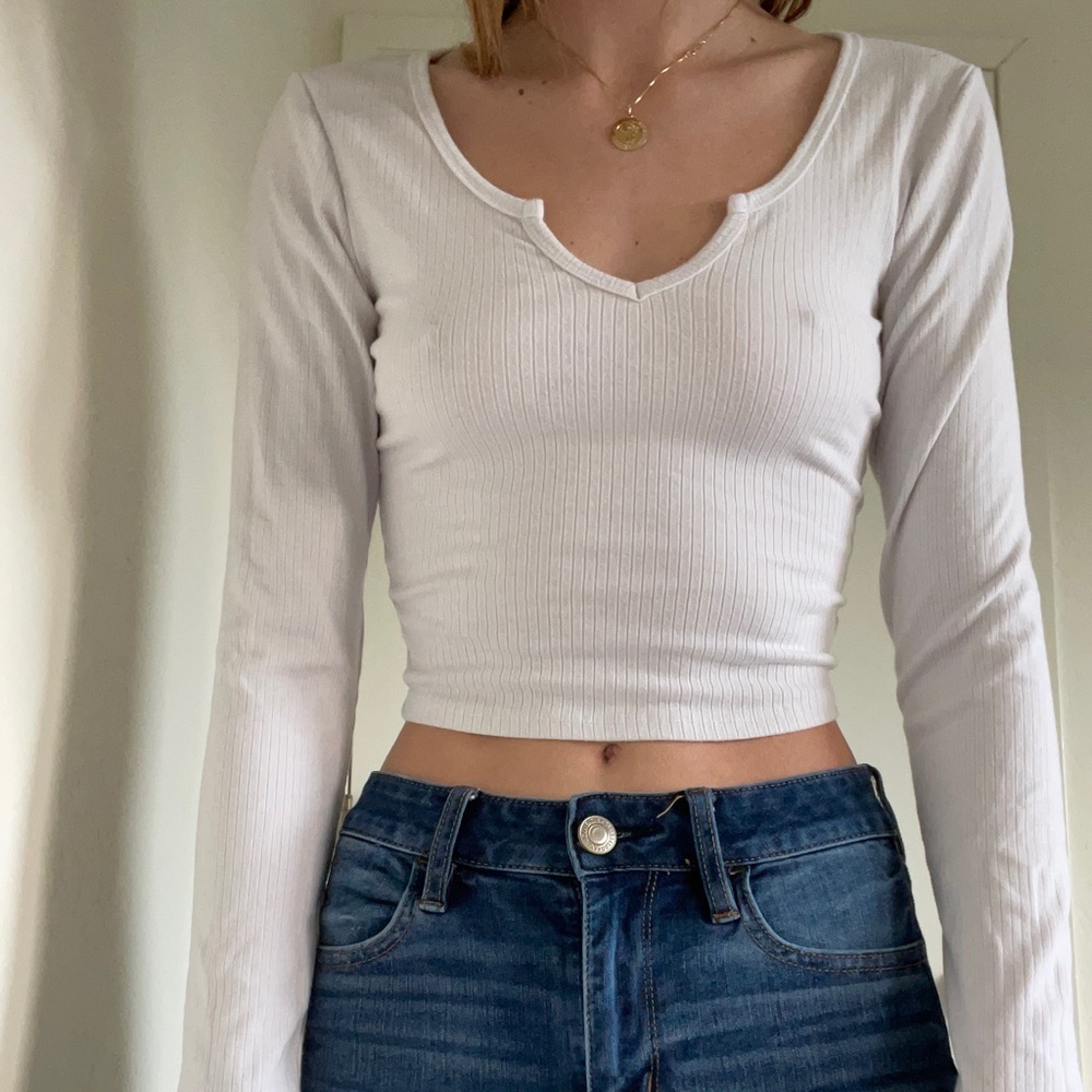 White Cropped Long Sleeve